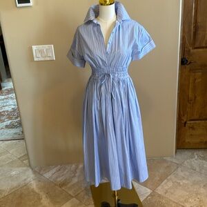 J. Crew Blue Striped Midi Dress